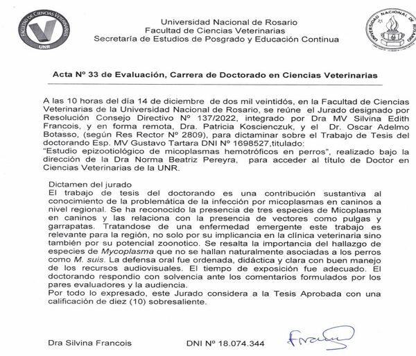 Acta de dictamen de evaluación doctorado